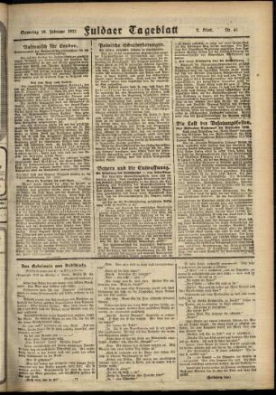 Zweite Ausgabe vom Samstag, den 19. Februar 1921.