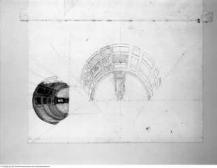 Album des Orazio Grassi, Perspektivische Studien von kassettierten Tonnengewölben
