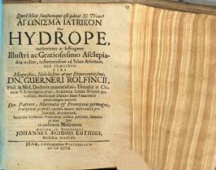 Agōnisma Iatrikon De Hydrope