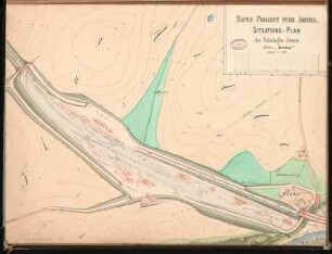 Hafen für Arkona Schinkelwettbewerb 1868: Lageplan Bahnhof und Gleisanlagen 1:1200; Maßstabsleiste