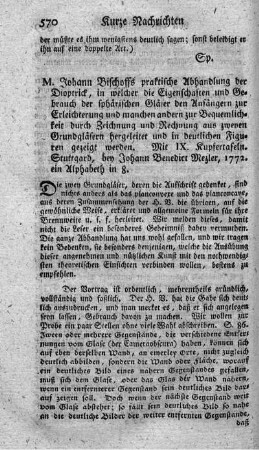 Praktische Abhandlungen der Dioptrick. N.verm.Aufl.