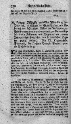 Praktische Abhandlungen der Dioptrick. N.verm.Aufl.
