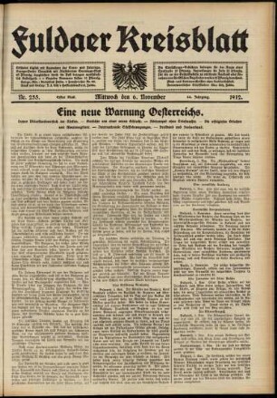 Erste Ausgabe vom Mittwoch, den 06. November 1912.