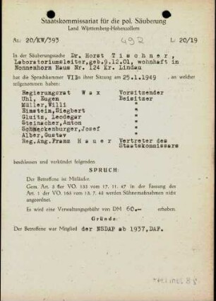 Tischner, Horst, Dr.