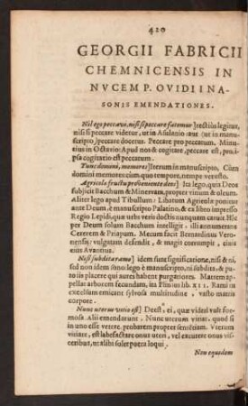 Georgii Fabricii Chemnicensis ... Emendationes.