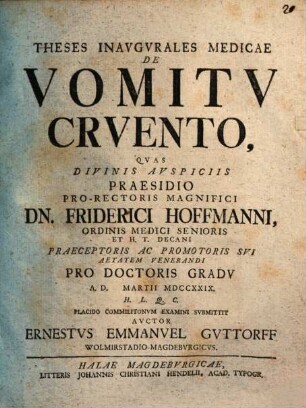 Theses inaug. med. de vomitu cruento