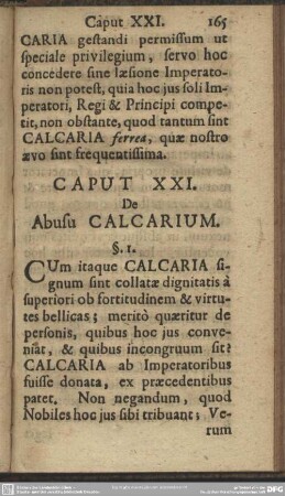 Caput XXI. De Abusu Calcarium