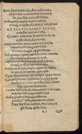 Ex Tertio Libro Elegiarum sive amorum Ovidii.