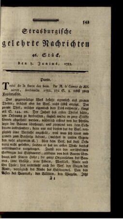 46. Stück, den 7. Junius, 1783.