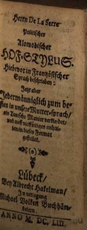 Politischer alamodischer Hoff-Stylus