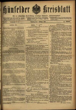 Ausgabe vom Samstag, den 01. Februar 1919.