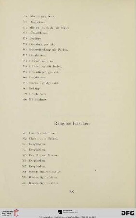 Religiöse Plastiken (Nr. 391-400)