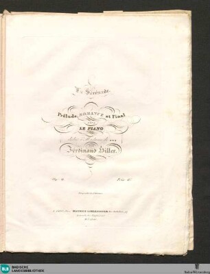 La Sérénade : prélude, romance et final pour le piano; op. 11