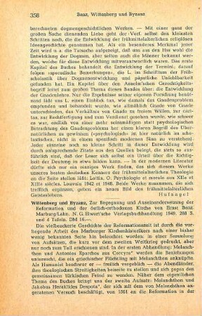 358-359 [Rezension] Benz, Ernst, Wittenberg und Byzanz