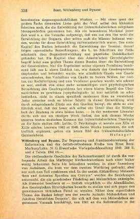 358-359 [Rezension] Benz, Ernst, Wittenberg und Byzanz
