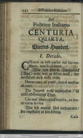 Centuria Quarta. Viertes Hundert