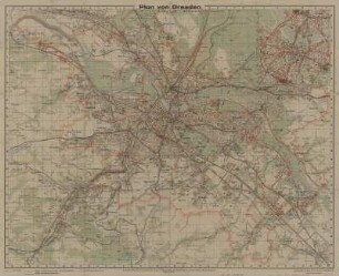 Stadtplan von Dresden, 1:30 000. Lithographie, 1929