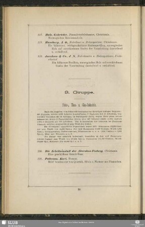 9. Gruppe. Stein-, Thon- u. Glas-Industrie