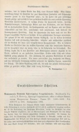 581-591 Empfehlenswerthe Schriften