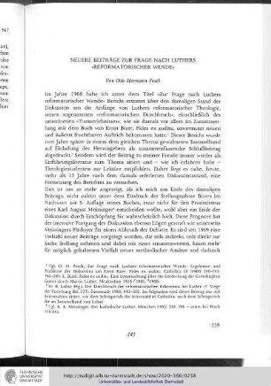Otto Hermann Pesch - Neuere Beiträge zur Frage nach Luthers "Reformatorischer Wende"