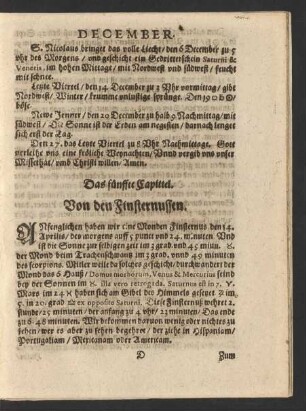 Das fünffte Capittel. Von den Finsternussen.