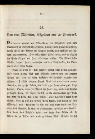 23. Von dem Mäuschen, Vögelchen und der Bratwurst.