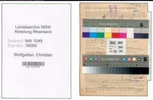 Entnazifizierung Christian Wolfgarten , geb. 25.10.1909 (Ingenieur)