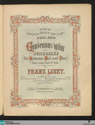 Gaudeamus igitur : Humoreske für Orchester, Soli und Chor