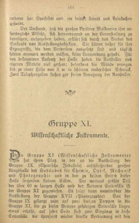 Gruppe XI. Wissenschaftliche Instrumente