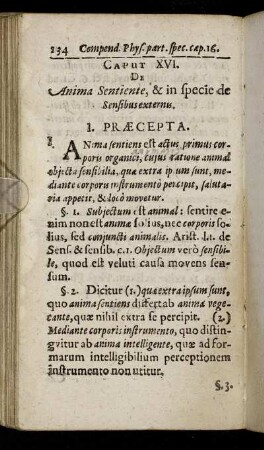 Caput XVI. De Anima Sentiente, & in specie de Sensibus externis.