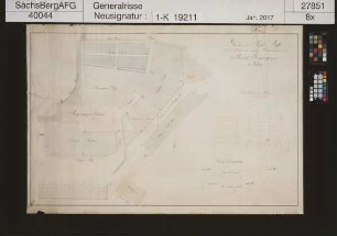 Bergmagazin Freiberg (Großer Turm des Schlosses Freudenstein) und nächste Umgebung, projektierter Anbau im Schlossgraben