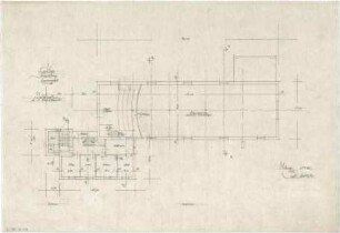 Gsaenger, Gustav; Dingolfing (Bayern), Reichenbergstr.; Ev. Kirche, Gemeindehaus und Pfarrhaus - Tekturplan u. 2. Bauabschnitt, Emporengeschoss (Grundriss)
