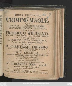 Theses Inavgvrales, De Crimine Magiæ