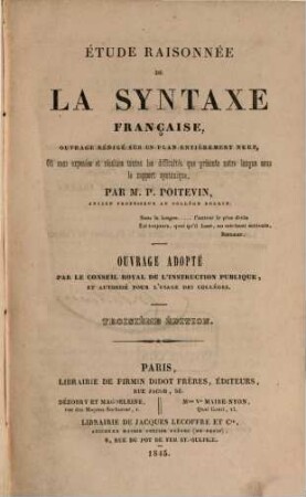 Cours théorique et pratique de langue française, 1