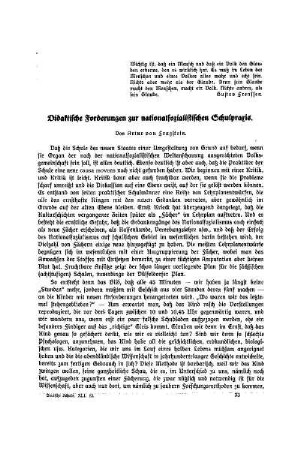 Didaktische Forderungen zur nationalsozialistischen Schulpraxis