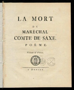 1-24, La Mort Du Maréchal Comte De Saxe