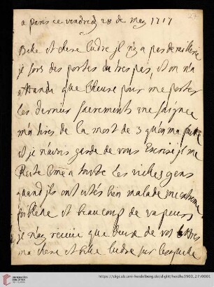 Elisabeth Charlotte (Liselotte) von der Pfalz - Briefe: Brief von Elisabeth Charlotte (Liselotte) von der Pfalz, Herzogin von Orléans, an Madame de Ludres