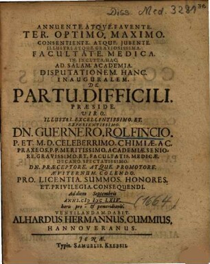 Disputationem. Hanc. Inauguralem. De. Partu. Difficili.