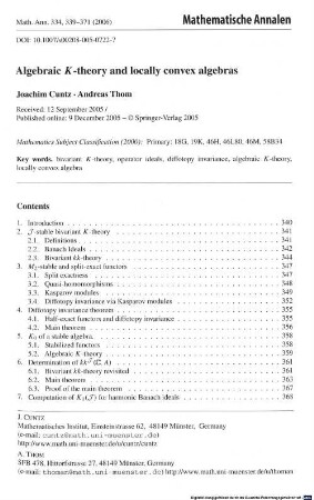 Algebraic K-Theory and locally convex algebras