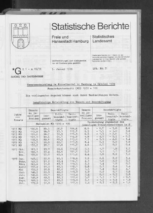 Umsatzentwicklung im Einzelhandel in Hamburg im Oktober 1978 : Lfd. Nr. 3