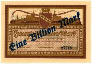 Geldschein / Notgeld, 1 Billion Mark, 1923