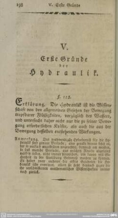 V. Erste Gründe der Hydraulik