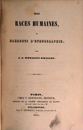 Des races humaines, ou éléments d'éthnographie