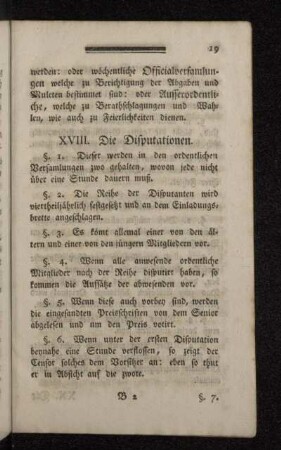 XVIII. Die Disputationen.