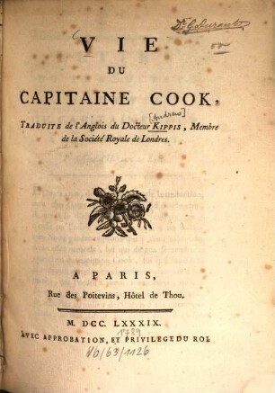 Vie du Capitaine Cook