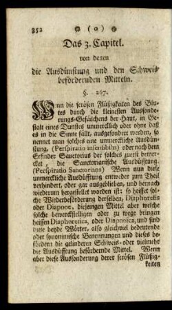 Das 3. Capitel. von denen die Ausdünstung und den Schweisbefördernden Mitteln