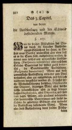 Das 3. Capitel. von denen die Ausdünstung und den Schweisbefördernden Mitteln