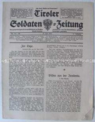 Kriegszeitung der österreichischen Armee "Tiroler Soldaten-Zeitung"