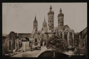 Ansichtskarte von Max Mell an Hofmannsthal mit Ansicht des Doms in Naumburg