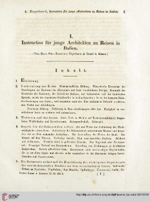 11: Instruction für junge Architekten zu Reisen in Italien, [1]